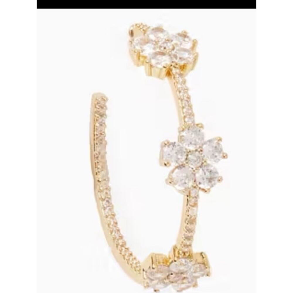 Kate Spade Gold CZ Three-Flower Earrings NWT Dust Bag Included - Picture 3 of 6